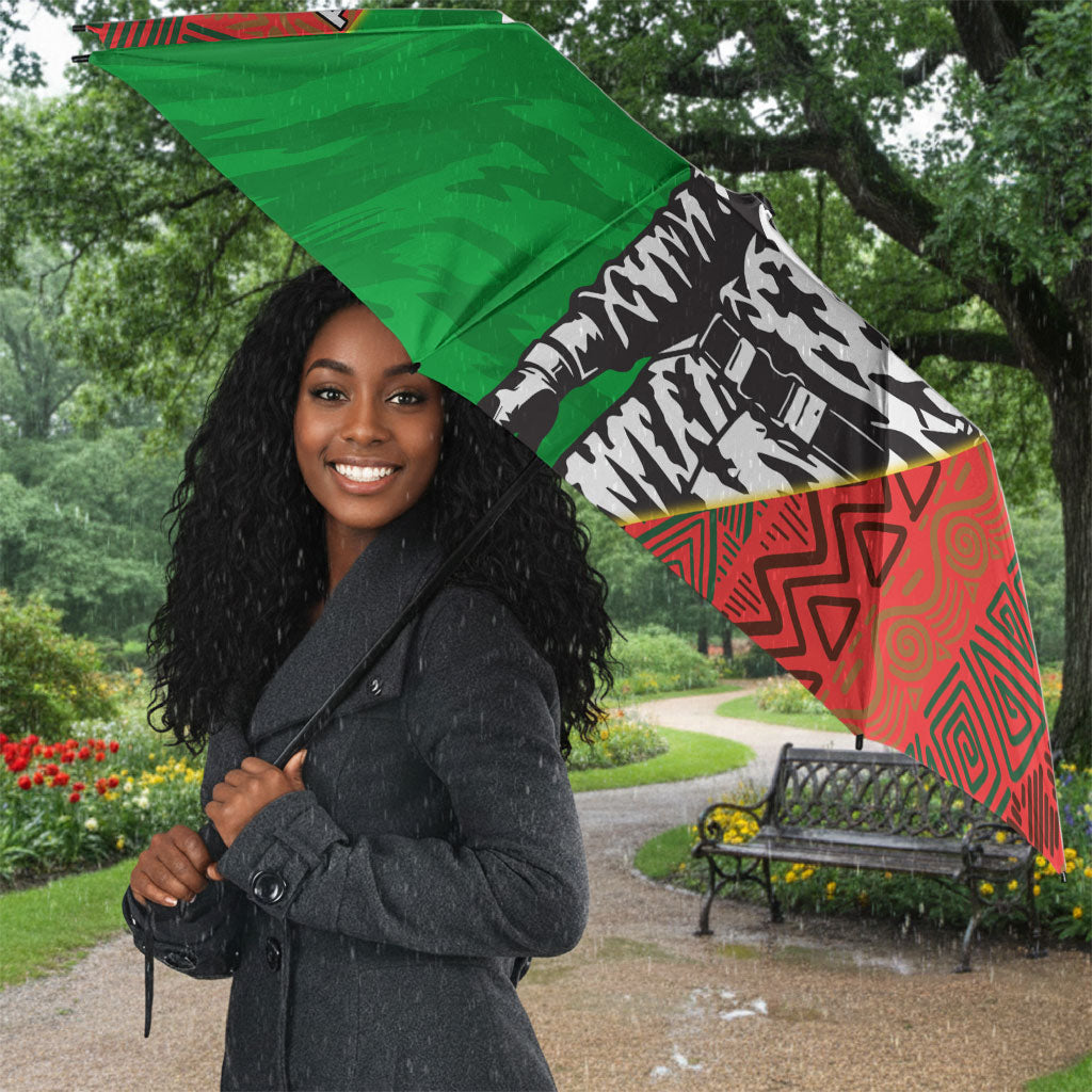 Ibrahim Traore Burkina Faso Fearless Leadership Umbrella West African Tribal Pattern And Patriotic Camo Art