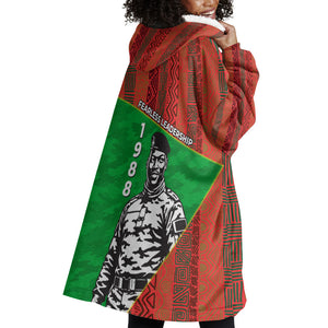 Ibrahim Traore Burkina Faso Fearless Leadership Wearable Blanket Hoodie West African Tribal Pattern And Patriotic Camo Art
