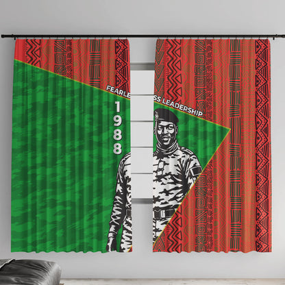 Ibrahim Traore Burkina Faso Fearless Leadership Window Curtain West African Tribal Pattern And Patriotic Camo Art