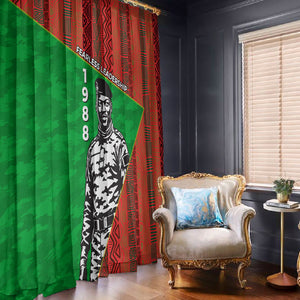 Ibrahim Traore Burkina Faso Fearless Leadership Window Curtain West African Tribal Pattern And Patriotic Camo Art