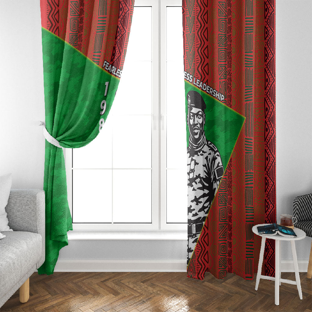 Ibrahim Traore Burkina Faso Fearless Leadership Window Curtain West African Tribal Pattern And Patriotic Camo Art