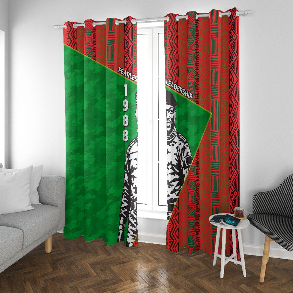 Ibrahim Traore Burkina Faso Fearless Leadership Window Curtain West African Tribal Pattern And Patriotic Camo Art