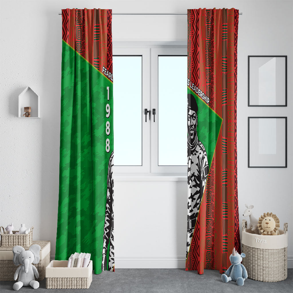 Ibrahim Traore Burkina Faso Fearless Leadership Window Curtain West African Tribal Pattern And Patriotic Camo Art
