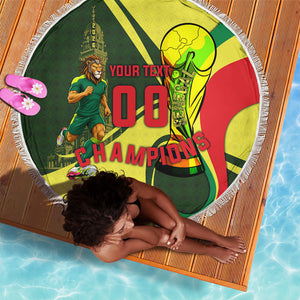 Personalized Senegal Champions World Football 2026 Beach Blanket Lions Of Teranga - Great Mosque Of Touba Pattern