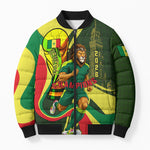 Personalized Senegal Champions World Football 2026 Bomber Puffer Jacket Lions Of Teranga - Great Mosque Of Touba Pattern