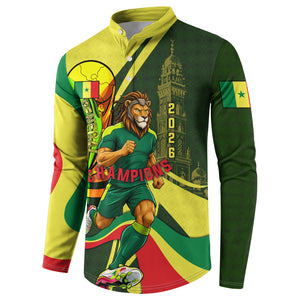 Personalized Senegal Champions World Football 2026 Button Sweatshirt Lions Of Teranga - Great Mosque Of Touba Pattern