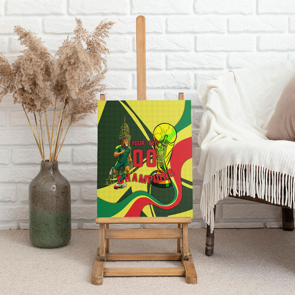 Personalized Senegal Champions World Football 2026 Canvas Wall Art Lions Of Teranga - Great Mosque Of Touba Pattern