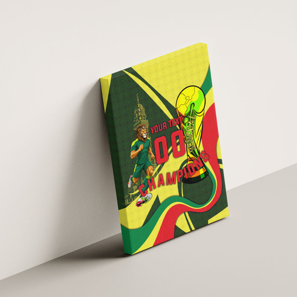 Personalized Senegal Champions World Football 2026 Canvas Wall Art Lions Of Teranga - Great Mosque Of Touba Pattern