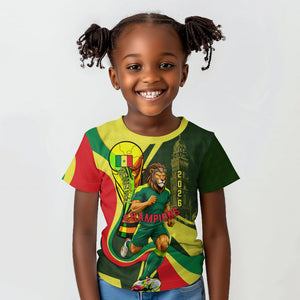 Personalized Senegal Champions World Football 2026 Kid T shirt Lions Of Teranga - Great Mosque Of Touba Pattern