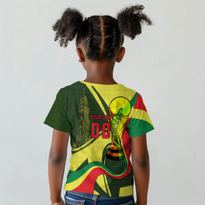 Personalized Senegal Champions World Football 2026 Kid T shirt Lions Of Teranga - Great Mosque Of Touba Pattern