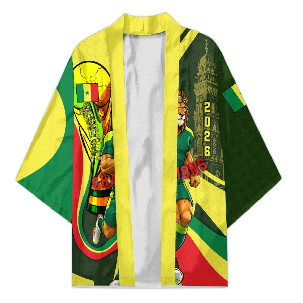 Personalized Senegal Champions World Football 2026 Kimono Lions Of Teranga - Great Mosque Of Touba Pattern