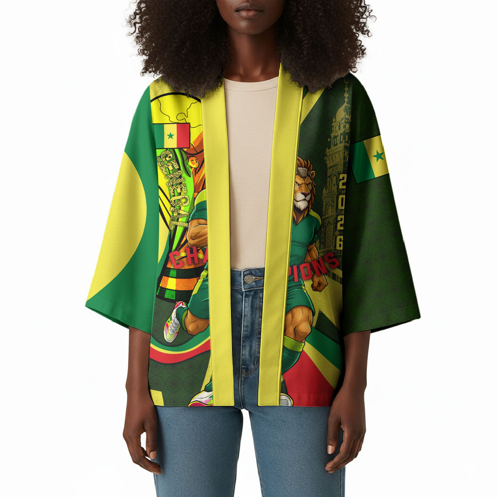 Personalized Senegal Champions World Football 2026 Kimono Lions Of Teranga - Great Mosque Of Touba Pattern