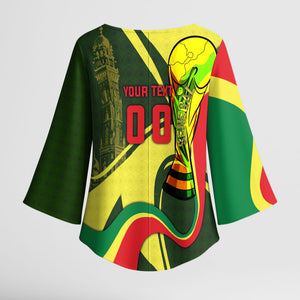 Personalized Senegal Champions World Football 2026 Kimono Sleeve Blouse Lions Of Teranga - Great Mosque Of Touba Pattern