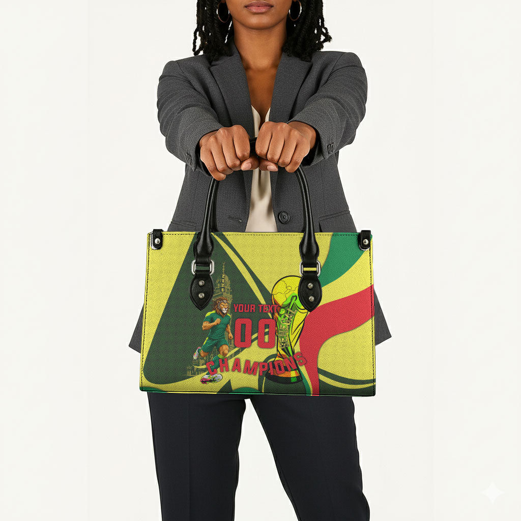 Personalized Senegal Champions World Football 2026 Leather Bag Lions Of Teranga - Great Mosque Of Touba Pattern