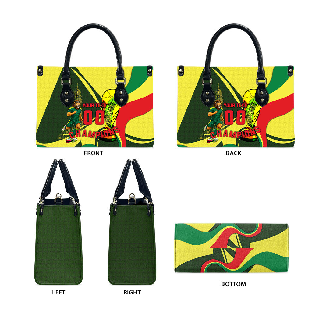 Personalized Senegal Champions World Football 2026 Leather Bag Lions Of Teranga - Great Mosque Of Touba Pattern