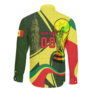 Personalized Senegal Champions World Football 2026 Long Sleeve Button Shirt Lions Of Teranga - Great Mosque Of Touba Pattern