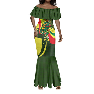 Personalized Senegal Champions World Football 2026 Mermaid Dress Lions Of Teranga - Great Mosque Of Touba Pattern