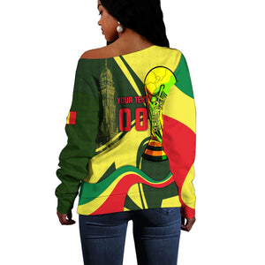 Personalized Senegal Champions World Football 2026 Off Shoulder Sweater Lions Of Teranga - Great Mosque Of Touba Pattern