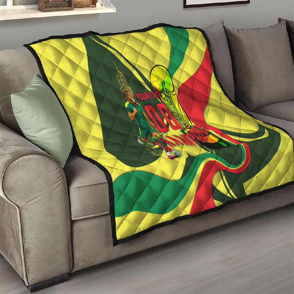 Personalized Senegal Champions World Football 2026 Quilt Lions Of Teranga - Great Mosque Of Touba Pattern