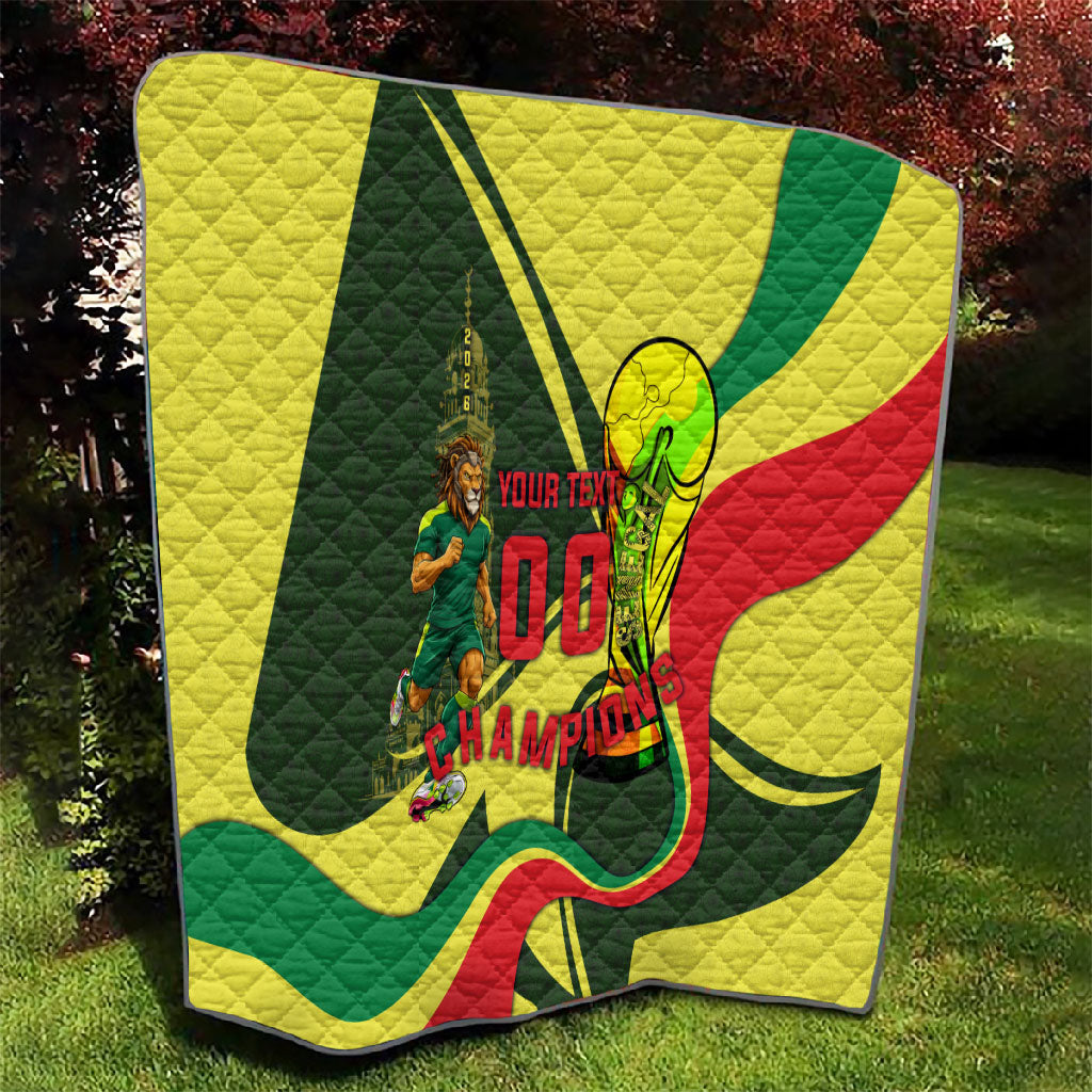 Personalized Senegal Champions World Football 2026 Quilt Lions Of Teranga - Great Mosque Of Touba Pattern