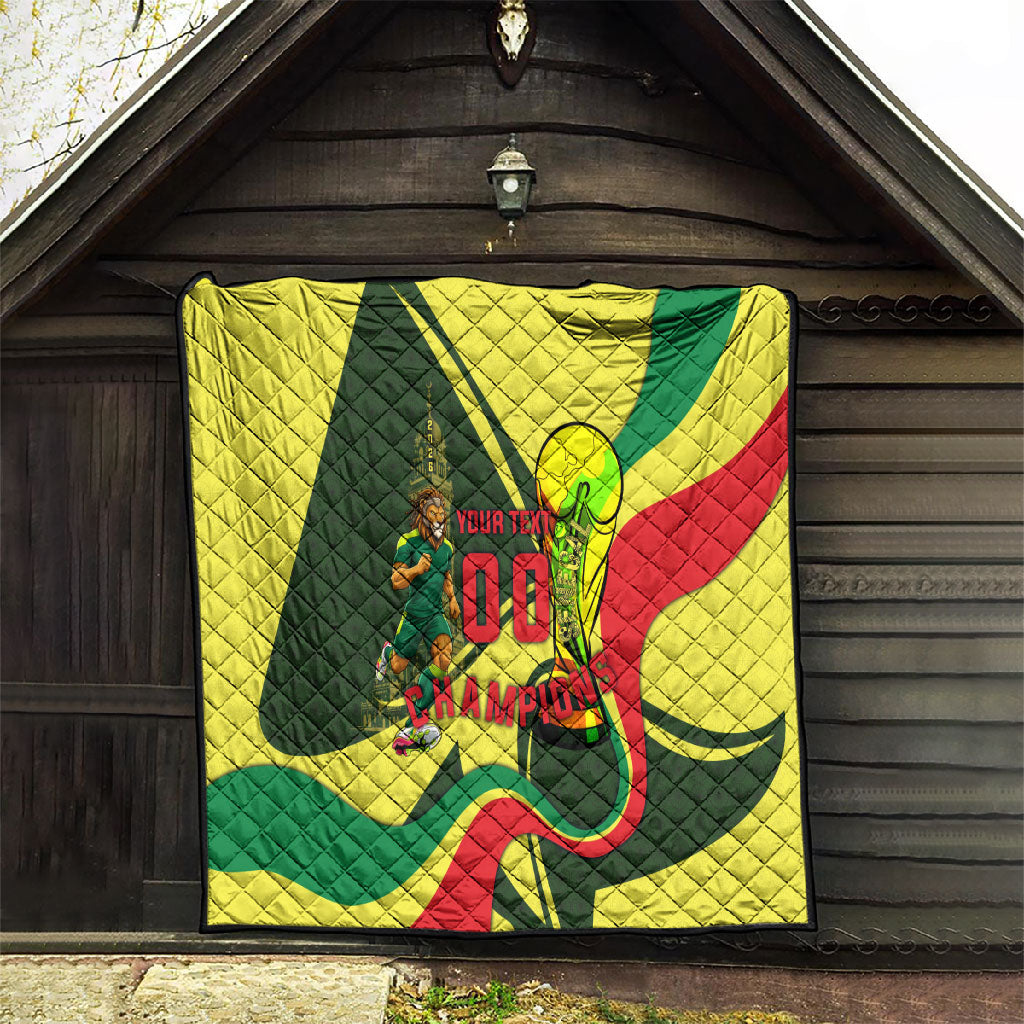 Personalized Senegal Champions World Football 2026 Quilt Lions Of Teranga - Great Mosque Of Touba Pattern