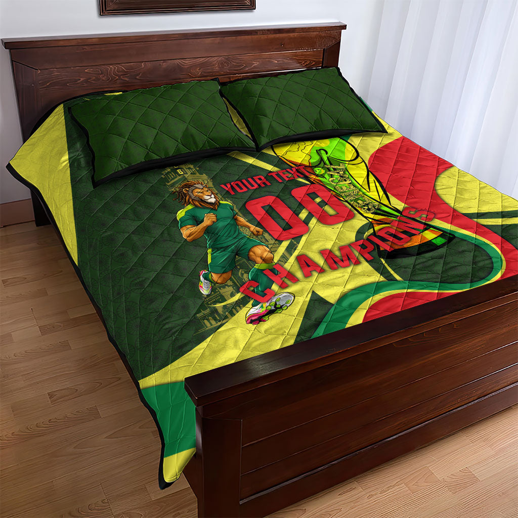 Personalized Senegal Champions World Football 2026 Quilt Bed Set Lions Of Teranga - Great Mosque Of Touba Pattern