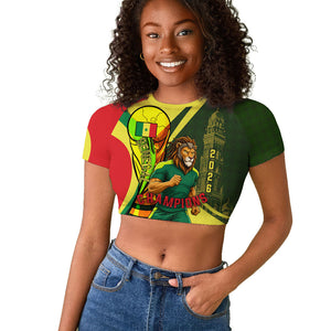 Personalized Senegal Champions World Football 2026 Raglan Cropped T shirt Lions Of Teranga - Great Mosque Of Touba Pattern