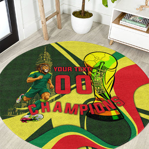 Personalized Senegal Champions World Football 2026 Round Carpet Lions Of Teranga - Great Mosque Of Touba Pattern