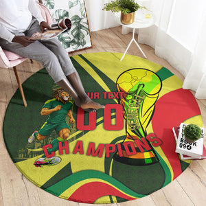 Personalized Senegal Champions World Football 2026 Round Carpet Lions Of Teranga - Great Mosque Of Touba Pattern