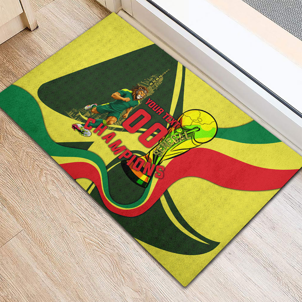 Personalized Senegal Champions World Football 2026 Rubber Doormat Lions Of Teranga - Great Mosque Of Touba Pattern