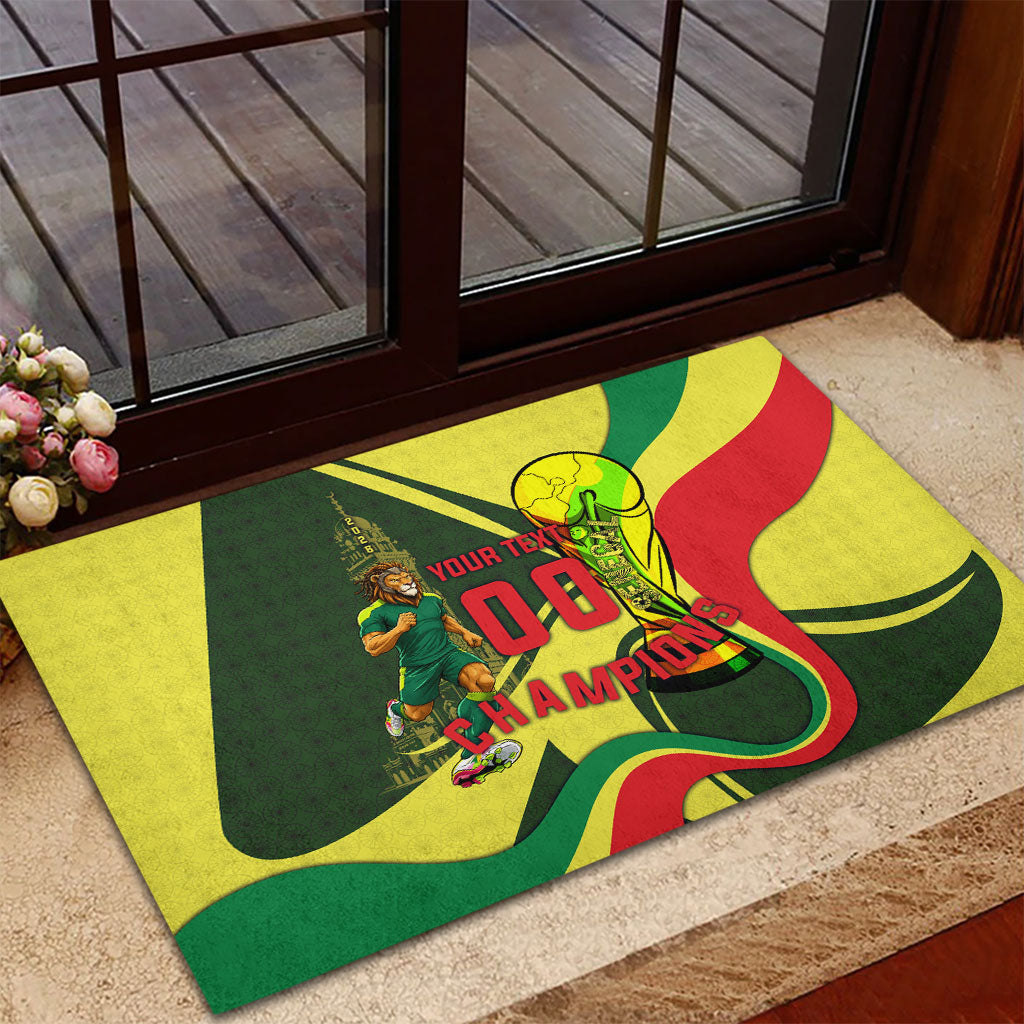 Personalized Senegal Champions World Football 2026 Rubber Doormat Lions Of Teranga - Great Mosque Of Touba Pattern