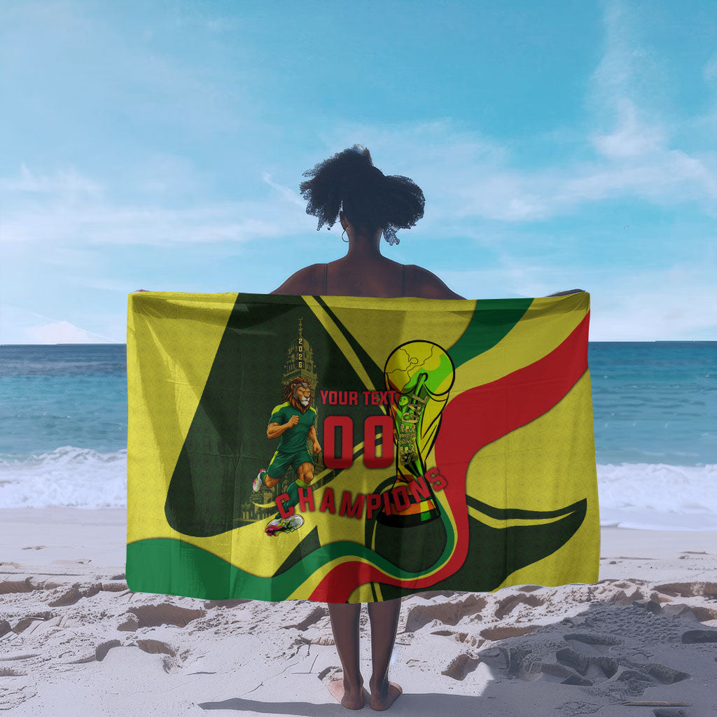 Personalized Senegal Champions World Football 2026 Sarong Lions Of Teranga - Great Mosque Of Touba Pattern