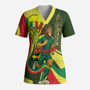 Personalized Senegal Champions World Football 2026 Scrub Top Lions Of Teranga - Great Mosque Of Touba Pattern
