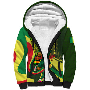 Personalized Senegal Champions World Football 2026 Sherpa Hoodie Lions Of Teranga - Great Mosque Of Touba Pattern