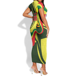 Personalized Senegal Champions World Football 2026 Short Sleeve Bodycon Dress Lions Of Teranga - Great Mosque Of Touba Pattern
