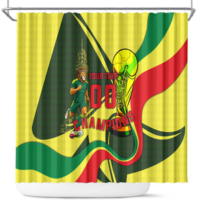 Personalized Senegal Champions World Football 2026 Shower Curtain Lions Of Teranga - Great Mosque Of Touba Pattern