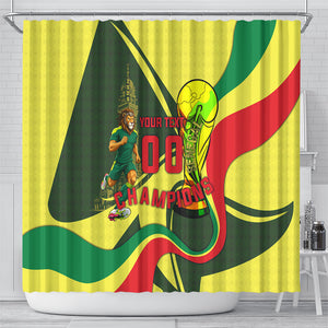 Personalized Senegal Champions World Football 2026 Shower Curtain Lions Of Teranga - Great Mosque Of Touba Pattern