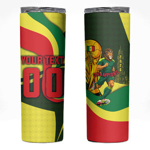 Personalized Senegal Champions World Football 2026 Skinny Tumbler Lions Of Teranga - Great Mosque Of Touba Pattern