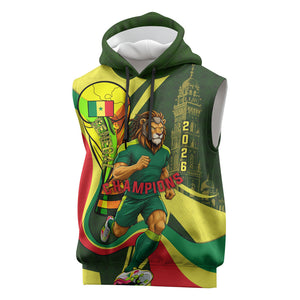 Personalized Senegal Champions World Football 2026 Sleeveless Hoodie Lions Of Teranga - Great Mosque Of Touba Pattern