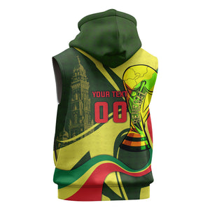 Personalized Senegal Champions World Football 2026 Sleeveless Hoodie Lions Of Teranga - Great Mosque Of Touba Pattern