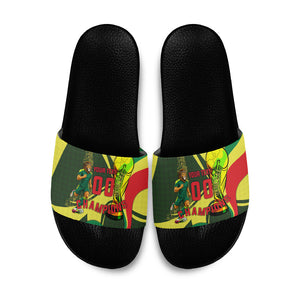 Personalized Senegal Champions World Football 2026 Slide Sandals Lions Of Teranga - Great Mosque Of Touba Pattern