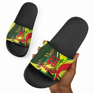 Personalized Senegal Champions World Football 2026 Slide Sandals Lions Of Teranga - Great Mosque Of Touba Pattern