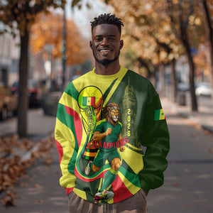 Personalized Senegal Champions World Football 2026 Sweatshirt Lions Of Teranga - Great Mosque Of Touba Pattern