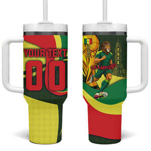 Personalized Senegal Champions World Football 2026 Tumbler With Handle Lions Of Teranga - Great Mosque Of Touba Pattern