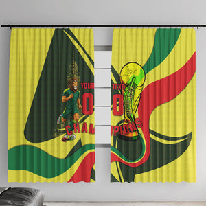 Personalized Senegal Champions World Football 2026 Window Curtain Lions Of Teranga - Great Mosque Of Touba Pattern