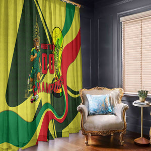 Personalized Senegal Champions World Football 2026 Window Curtain Lions Of Teranga - Great Mosque Of Touba Pattern