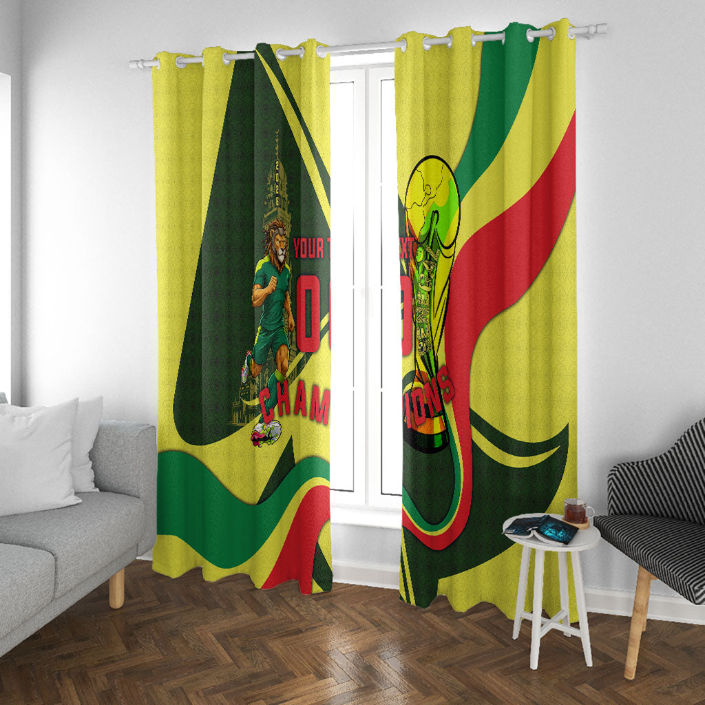 Personalized Senegal Champions World Football 2026 Window Curtain Lions Of Teranga - Great Mosque Of Touba Pattern