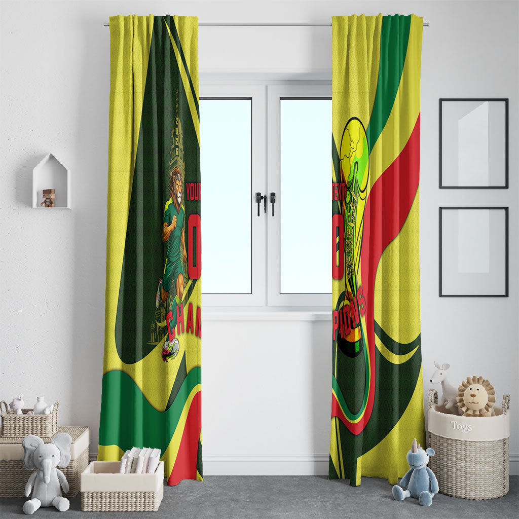 Personalized Senegal Champions World Football 2026 Window Curtain Lions Of Teranga - Great Mosque Of Touba Pattern
