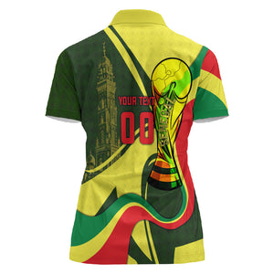 Personalized Senegal Champions World Football 2026 Women Polo Shirt Lions Of Teranga - Great Mosque Of Touba Pattern