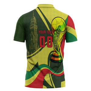 Personalized Senegal Champions World Football 2026 Zipper Polo Shirt Lions Of Teranga - Great Mosque Of Touba Pattern